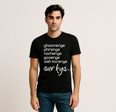 JoyandHappiness Printed Men Round Neck Black T-Shirt