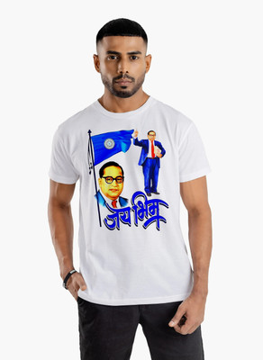 BeFaltu Printed Men Round Neck White T-Shirt