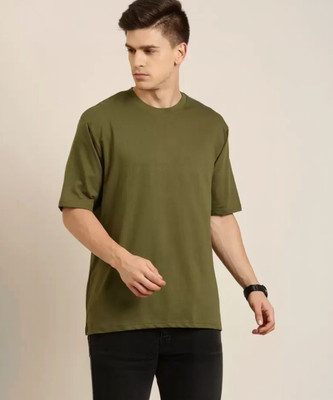 RED CLOVER Solid Men Round Neck Green T-Shirt