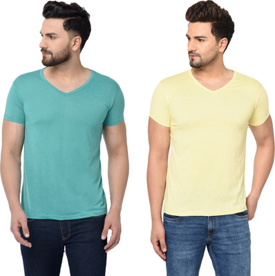 Adorbs Trend Solid Men V Neck Multicolor T-Shirt