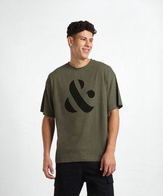 NOBERO Printed Men Round Neck Green T-Shirt
