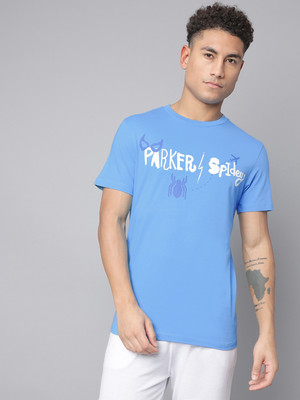 Free Authority Printed Men Round Neck Blue T-Shirt