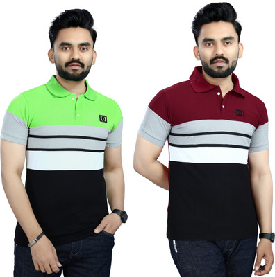 USPN Colorblock Men Polo Neck Multicolor T-Shirt