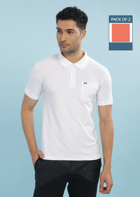 Force NXT Solid Men Polo Neck Multicolor T-Shirt