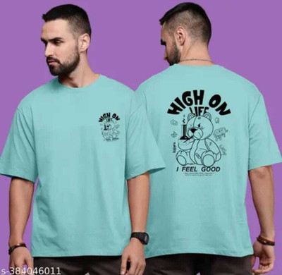 FUNKTAIL Printed Men Round Neck Light Blue T-Shirt