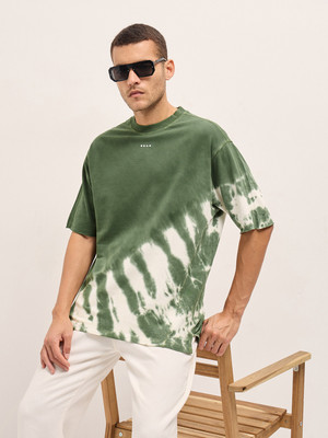 THE BEAR HOUSE Tie & Dye Men Crew Neck Green T-Shirt