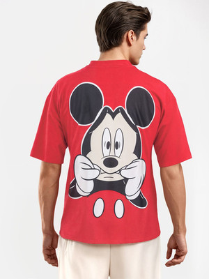 Glitchez Printed Men Round Neck Red T-Shirt