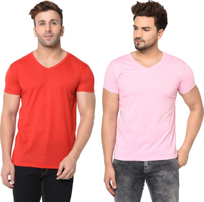 Adorbs Trend Solid Men V Neck Multicolor T-Shirt