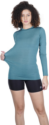 NINQ Solid Women Round Neck Green T-Shirt