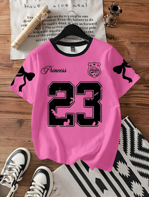 ENGLISHPREMIUM Printed Women Round Neck Pink T-Shirt
