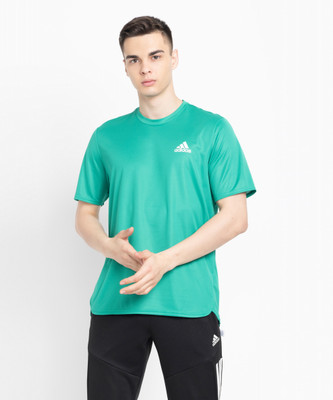 ADIDAS Solid Men Round Neck Green T-Shirt