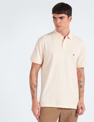 TOMMY HILFIGER Solid Men Round Neck White T-Shirt