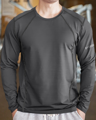 EyeBogler Solid Men Round Neck Grey T-Shirt