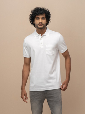 Unibro Solid Men Polo Neck White T-Shirt