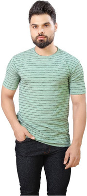 METRONAUT Striped Men Round Neck Light Green T-Shirt