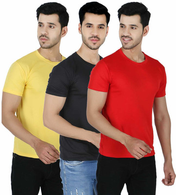 Newsingh Solid Men Round Neck Red T-Shirt