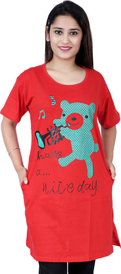 BG ONLINE Printed, Typography Women Round Neck Red T-Shirt