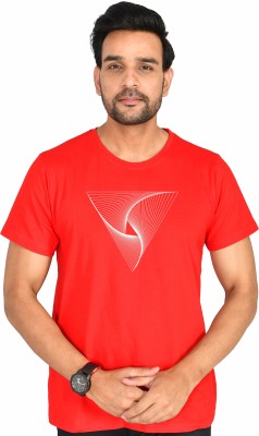 Burundi Blu Printed Men Round Neck Red T-Shirt