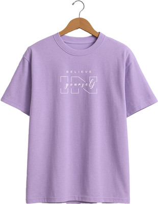 Buddy Collection Typography Men Round Neck Purple T-Shirt