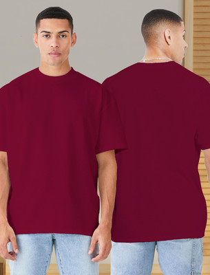 Buy That Trendz Solid Men Round Neck Maroon T-Shirt
