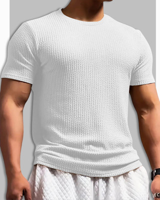 METRONAUT Solid Men Round Neck White T-Shirt