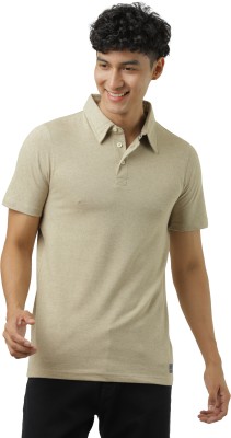 TRICOTEE Solid Men Polo Neck Beige T-Shirt