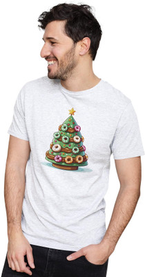 NOIIDAPRINT Printed Men Round Neck White T-Shirt