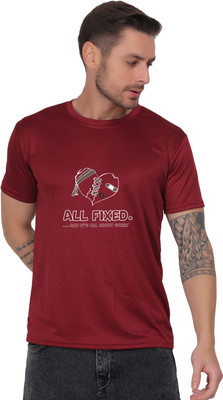 LIFE STYLE COMMERCE Graphic Print Men Round Neck Maroon T-Shirt