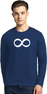 Organic Chics Printed Men Round Neck Navy Blue T-Shirt
