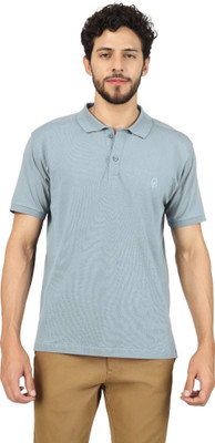BlueFicus Solid Men Polo Neck Grey T-Shirt