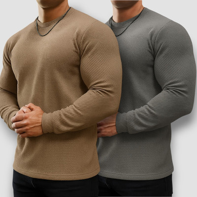 ZeenatFashion Self Design Men Round Neck Brown, Grey T-Shirt