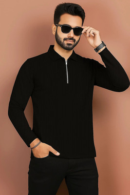 HELMONT Solid Men Polo Neck Grey T-Shirt