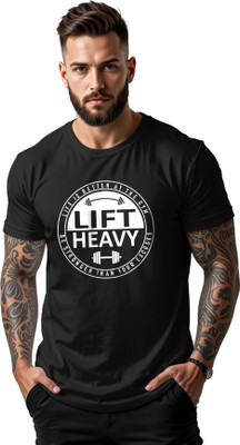 PeppyZone Printed Men Scoop Neck Black T-Shirt
