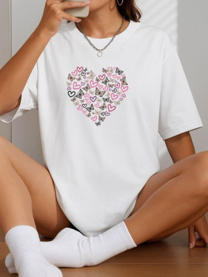 SZN Graphic Print Women Round Neck White T-Shirt