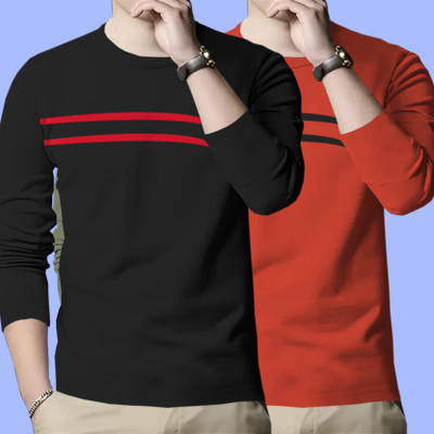 GARBLY Solid Men Round Neck Red T-Shirt