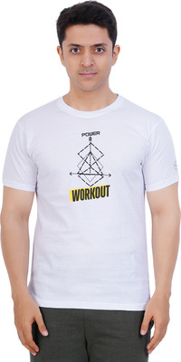 FAMIFIT Printed Men Round Neck White T-Shirt