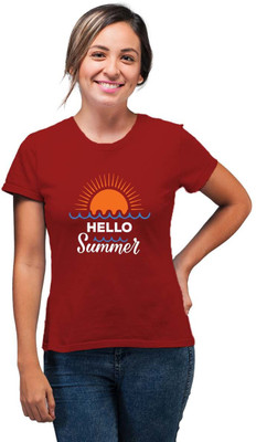 SmarTee Street Printed Women Round Neck Red T-Shirt