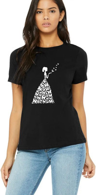 Nilan Tees Wear Printed Women Round Neck Black T-Shirt