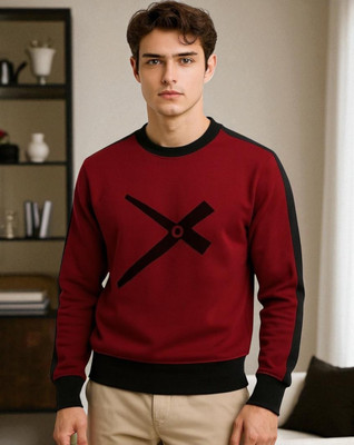 Autna Printed Men Round Neck Maroon T-Shirt