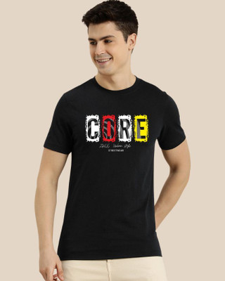 ZULX Graphic Print Men Crew Neck Black T-Shirt