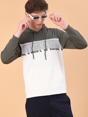 V-MART Printed Men Hooded Neck Green T-Shirt