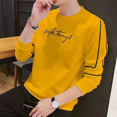 Marnto Printed Men Round Neck Gold T-Shirt