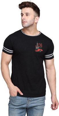 tfurnish Printed Men Round Neck Black T-Shirt