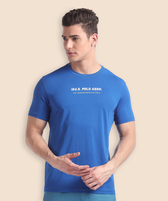 U.S. POLO ASSN. Typography Men Round Neck Blue T-Shirt