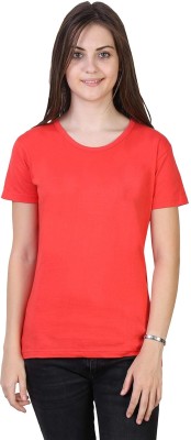 AARAVCLOTHING Solid Women Round Neck Red T-Shirt