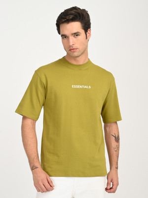 BLVNK Solid Men Round Neck Green T-Shirt