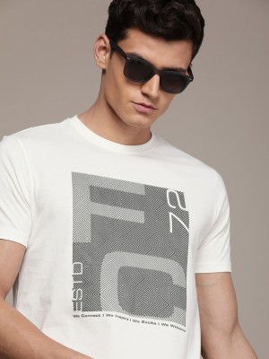 French Connection Typography Men Round Neck White T-Shirt