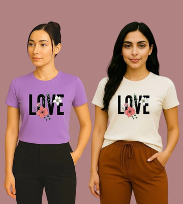 Moldify Printed Women Round Neck Multicolor T-Shirt