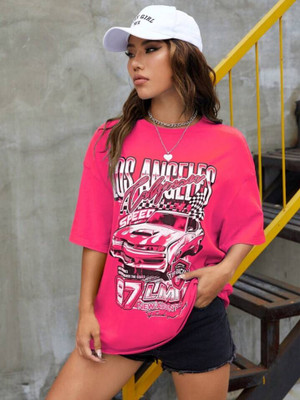 SYDNEY HILLS Typography Women Round Neck Pink T-Shirt