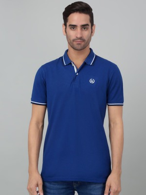 CANTABIL Solid Men Polo Neck Blue T-Shirt